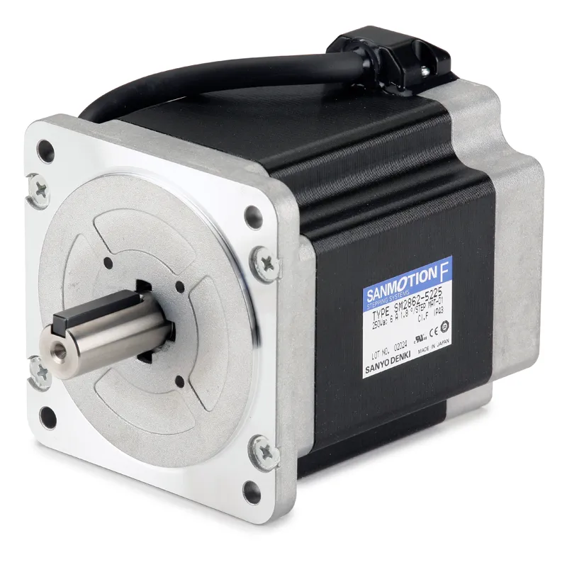 Motore passo passo Ibrido, Albero doppio Sanyo Denki, coppia 6.4Nm, ang. 1.8°, 100 V,Ø asta 14mm
