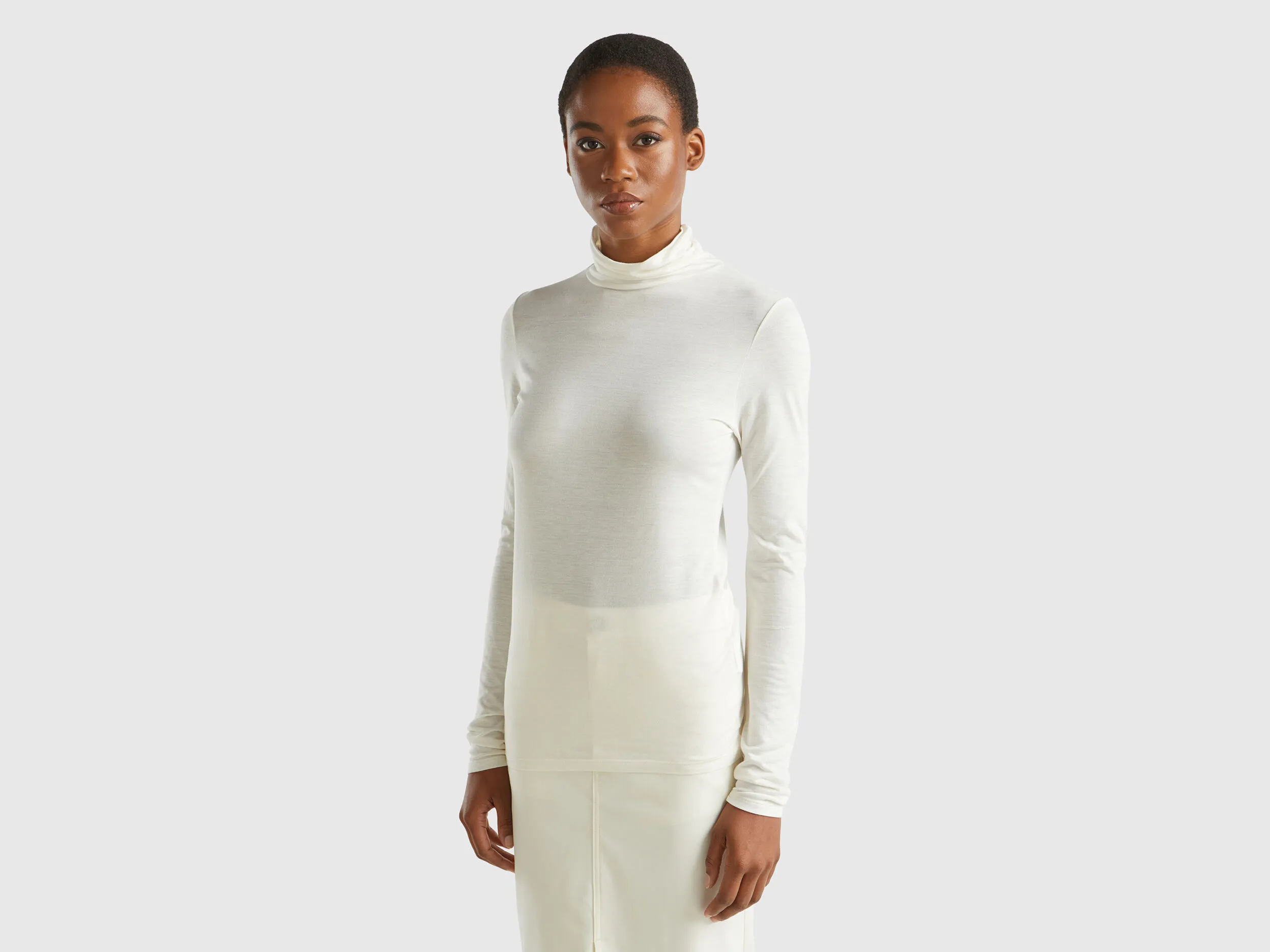 Nuovi arrivi T-shirt lupetto in misto viscosa e cashmere