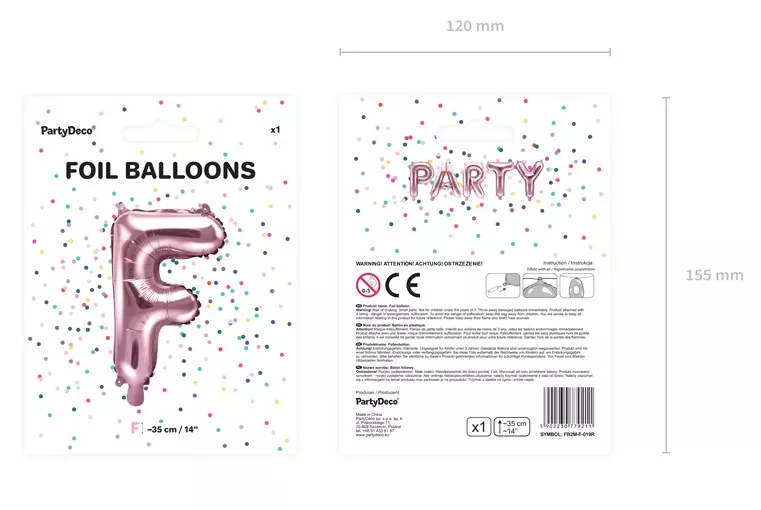 Palloncino lettera F rosa metallizzato 35cm
