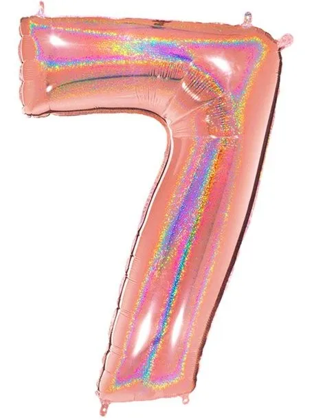 Palloncino numero Holo 7 oro rosa 1,01 m
