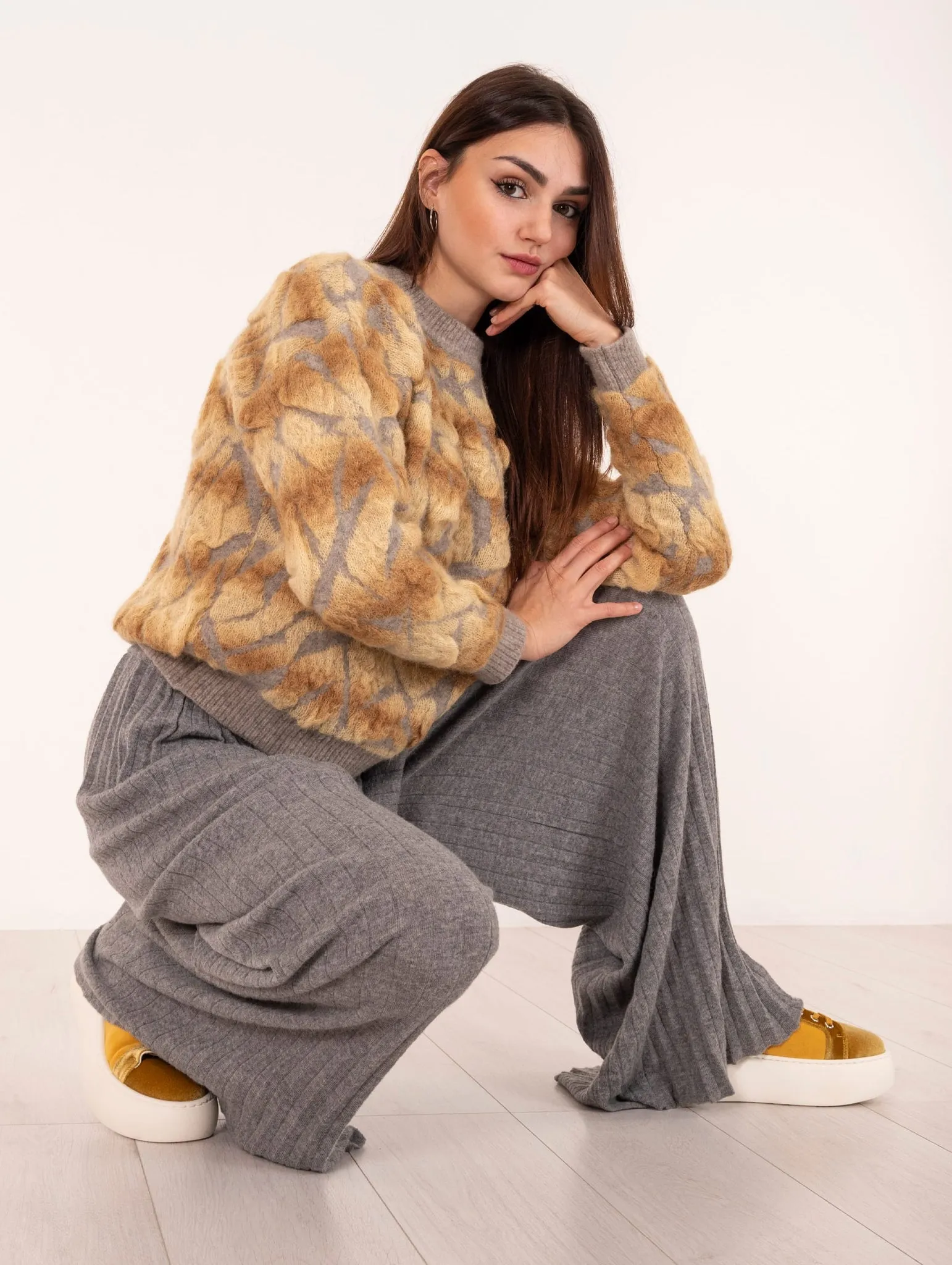 Pantalone Plissè Daniele Fiesoli in Alpaca Baby e Lana Grigio
