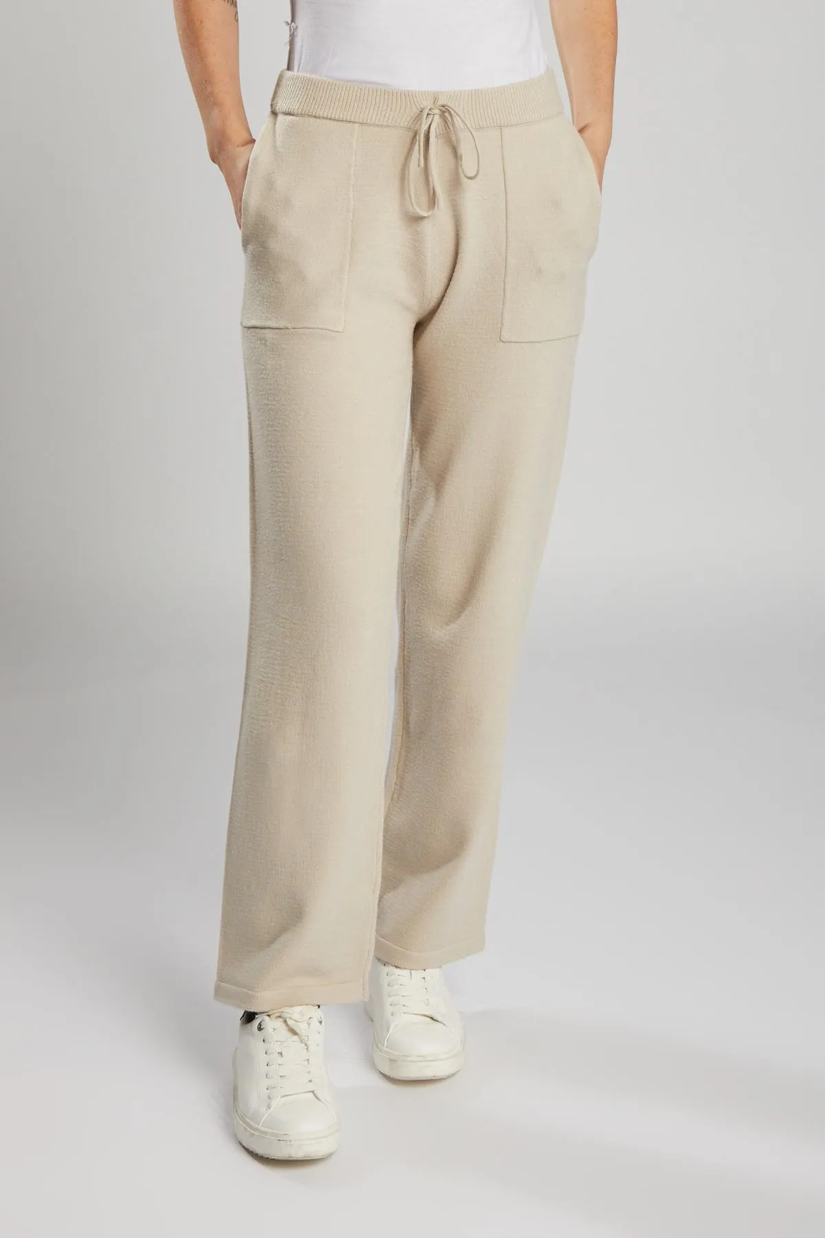 Pantaloni dritti in maglia BEIGE