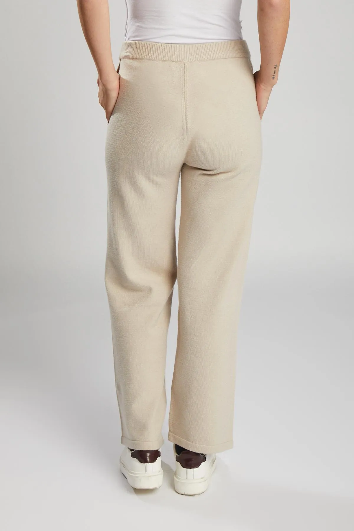 Pantaloni dritti in maglia BEIGE