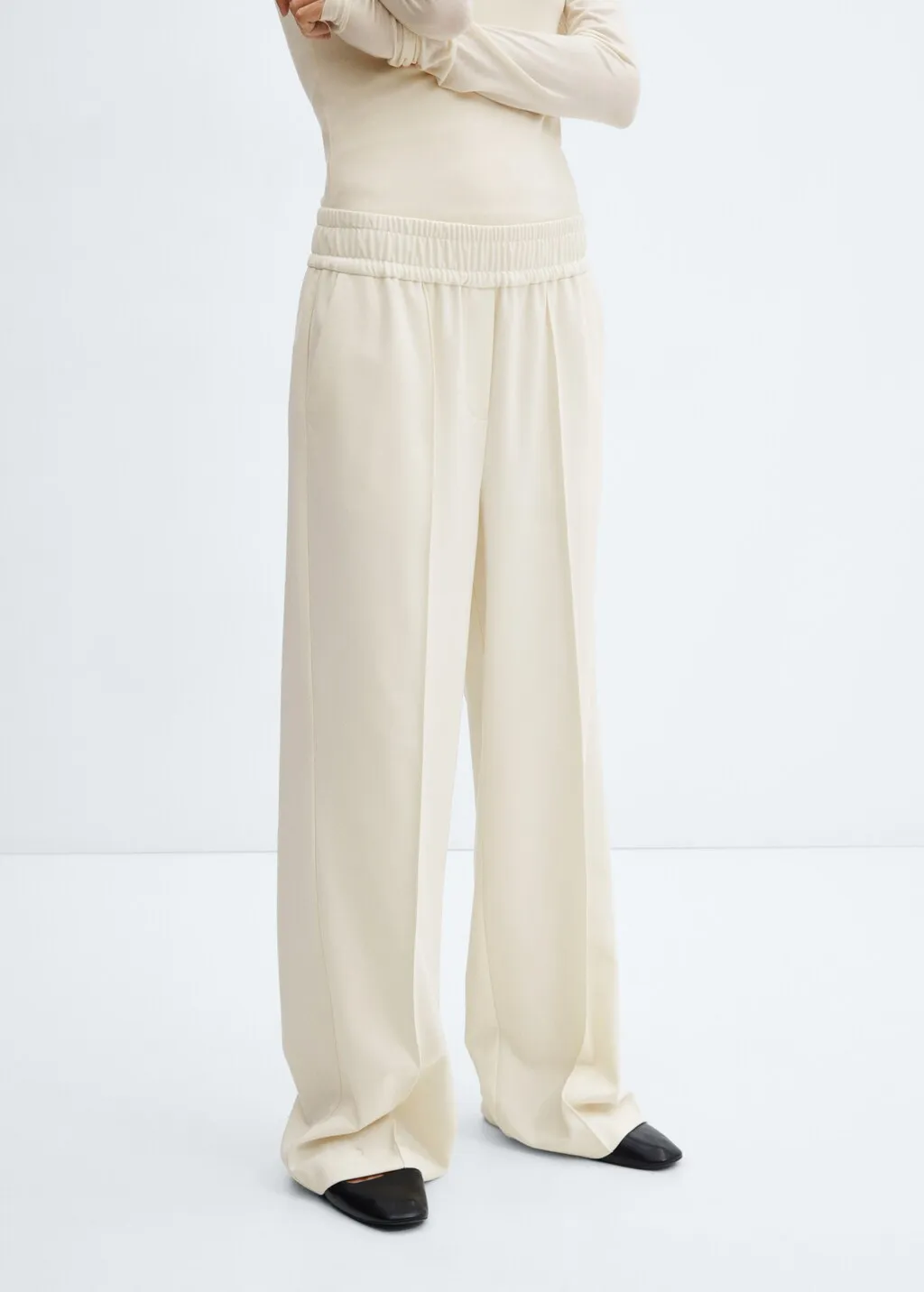 Pantaloni wideleg vita elasticizzata