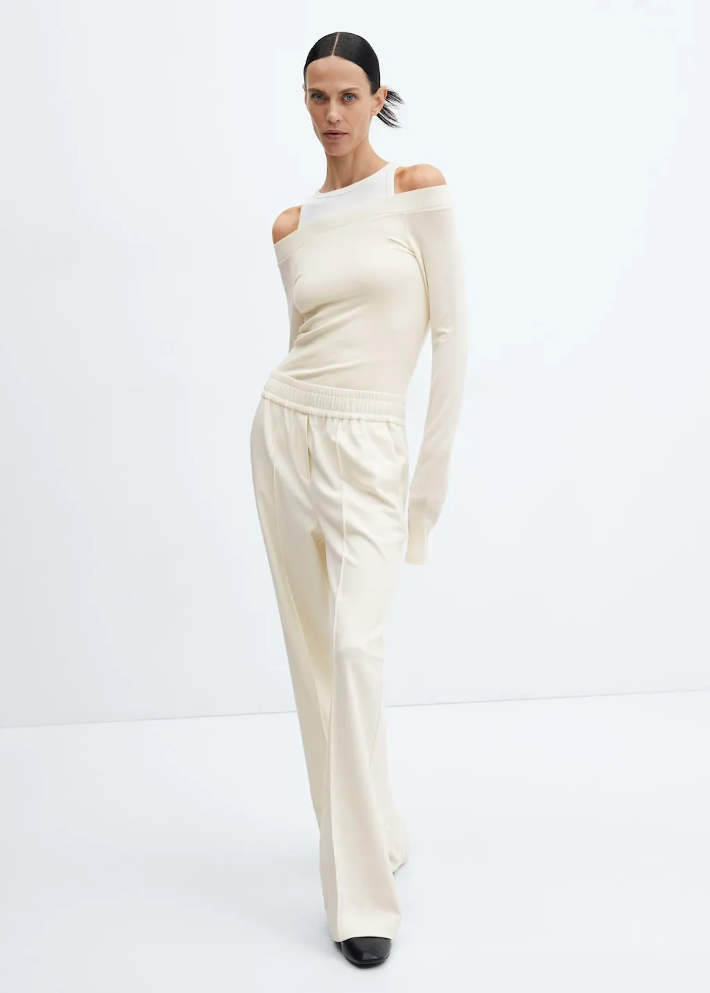 Pantaloni wideleg vita elasticizzata