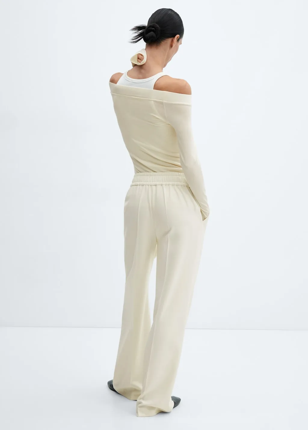 Pantaloni wideleg vita elasticizzata