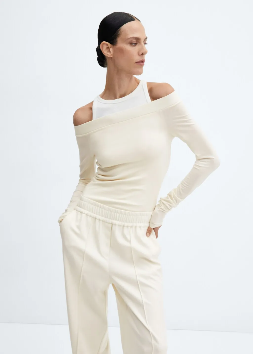 Pantaloni wideleg vita elasticizzata
