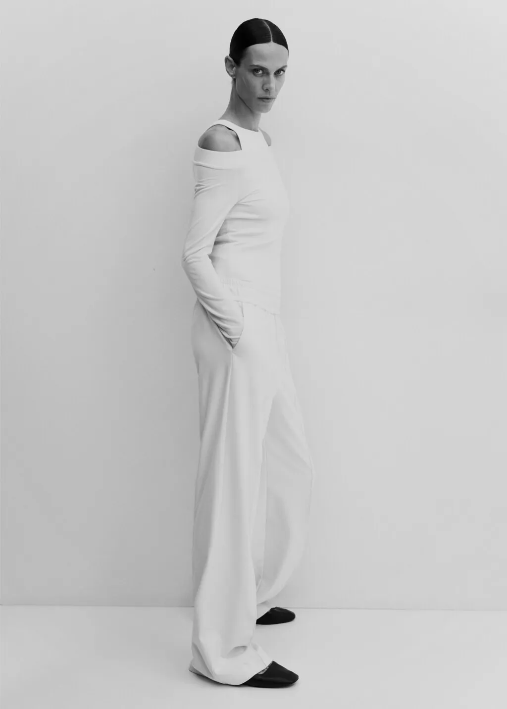 Pantaloni wideleg vita elasticizzata
