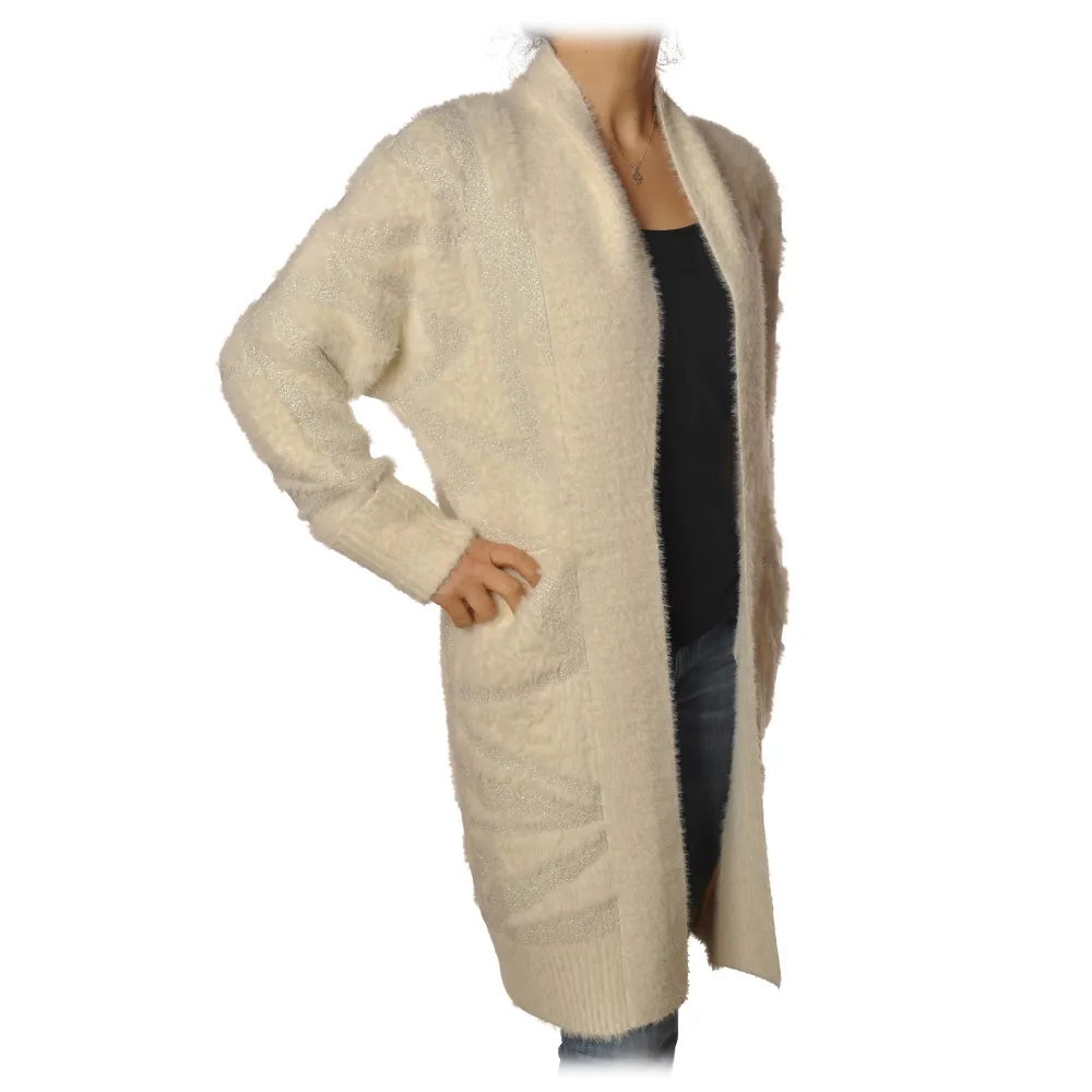 Patrizia Pepe - Cardigan Lingo Senza Chiusure - Bianco - Pullover - Made in Italy - Luxury Exclusive Collection