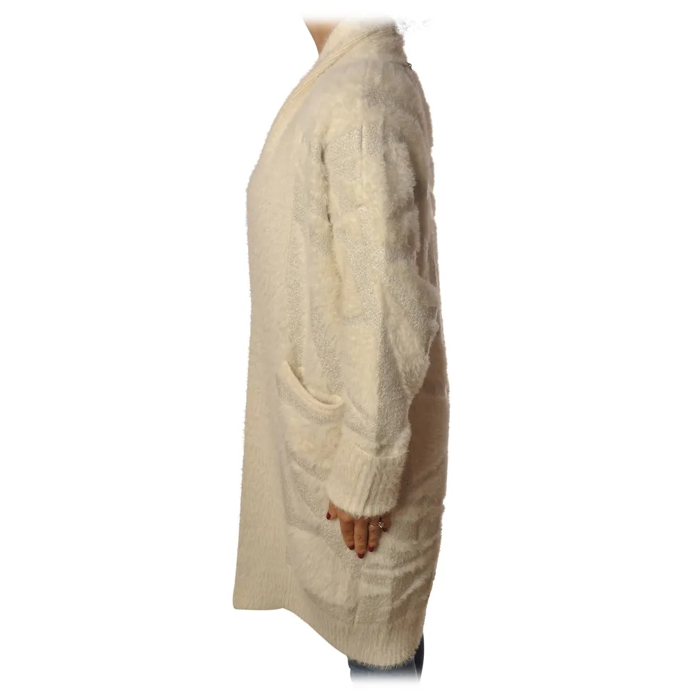 Patrizia Pepe - Cardigan Lingo Senza Chiusure - Bianco - Pullover - Made in Italy - Luxury Exclusive Collection