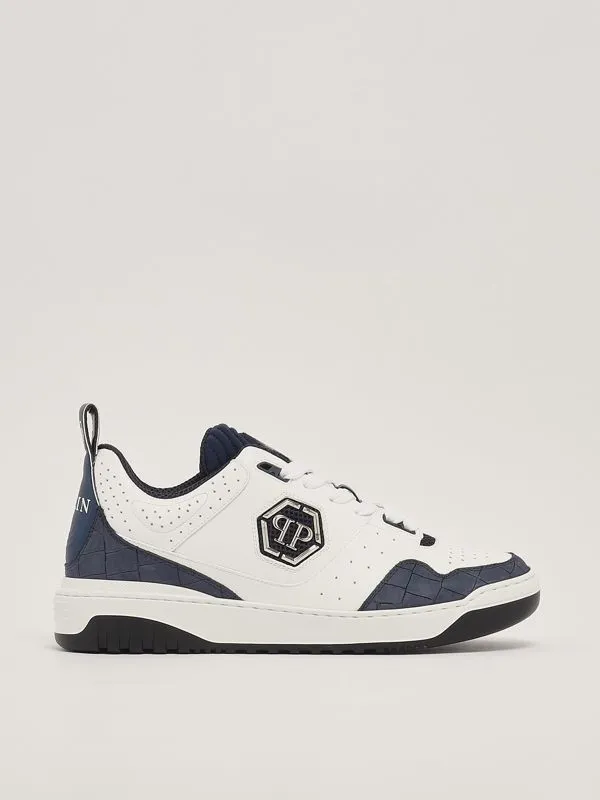 PHILIPP PLEIN  Sneakers uomo Philipp Plein in pelle stampa cocco Bianco-Blu