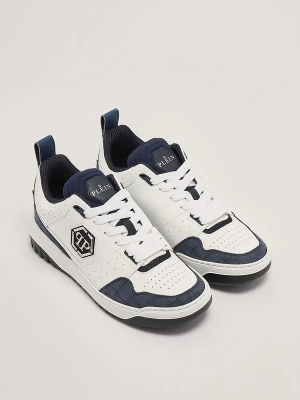 PHILIPP PLEIN  Sneakers uomo Philipp Plein in pelle stampa cocco Bianco-Blu