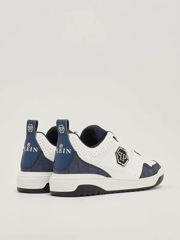 PHILIPP PLEIN  Sneakers uomo Philipp Plein in pelle stampa cocco Bianco-Blu
