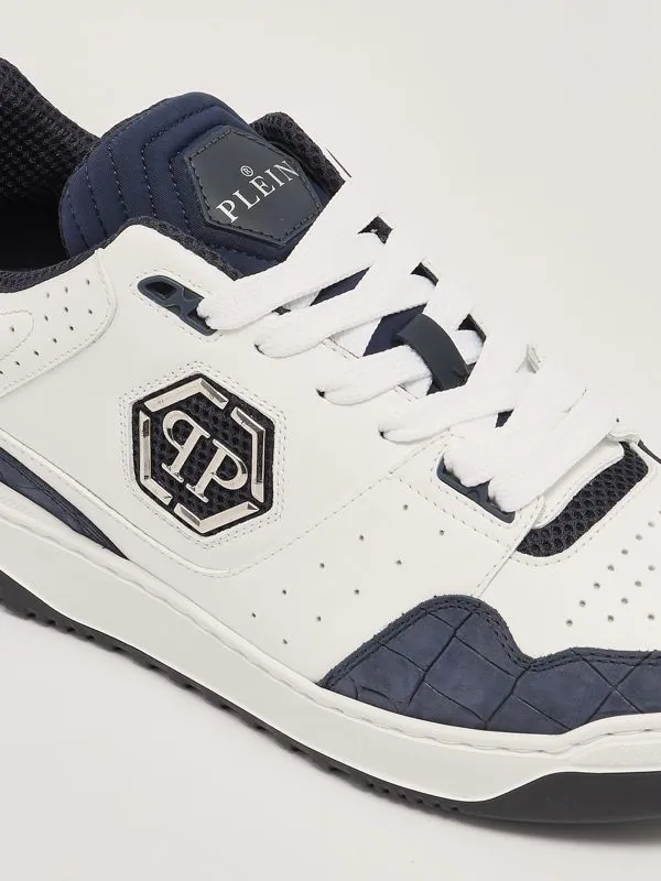 PHILIPP PLEIN  Sneakers uomo Philipp Plein in pelle stampa cocco Bianco-Blu