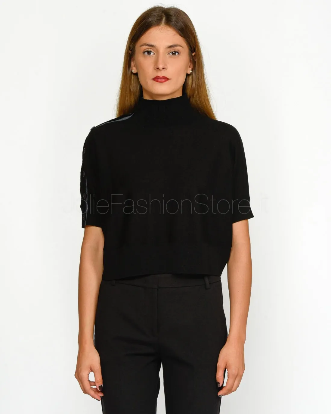 ---------------  ---------------  ---------------  ---------------  --------------Pinko BEVERINO SWEATER 100% WOOL BLACK LIMOUSI
