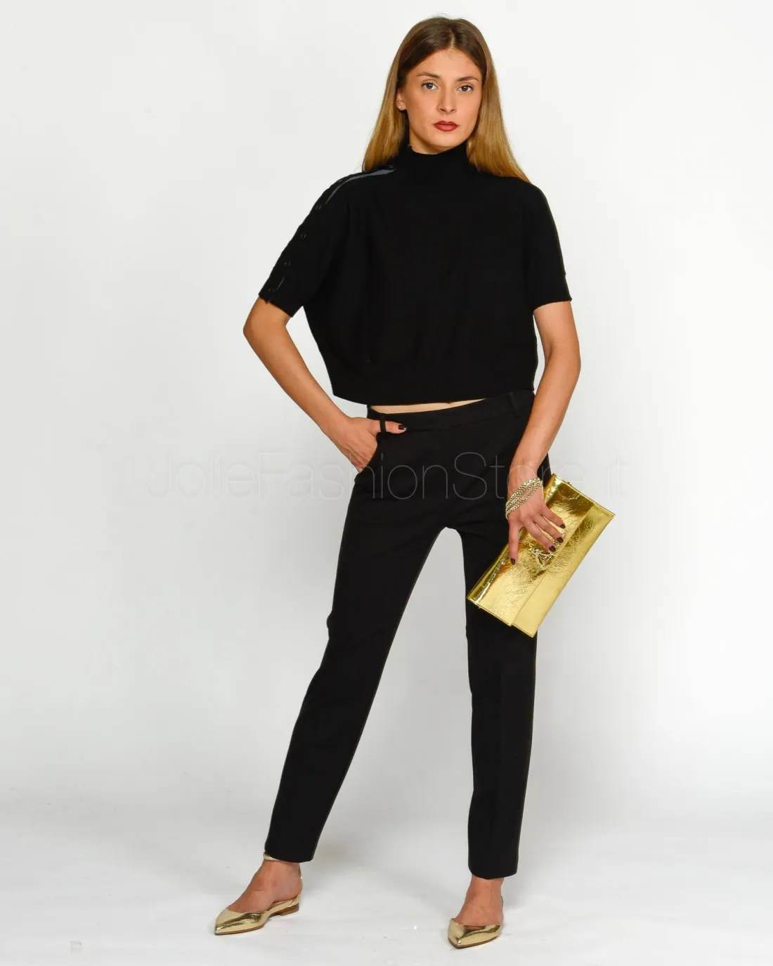 ---------------  ---------------  ---------------  ---------------  --------------Pinko BEVERINO SWEATER 100% WOOL BLACK LIMOUSI