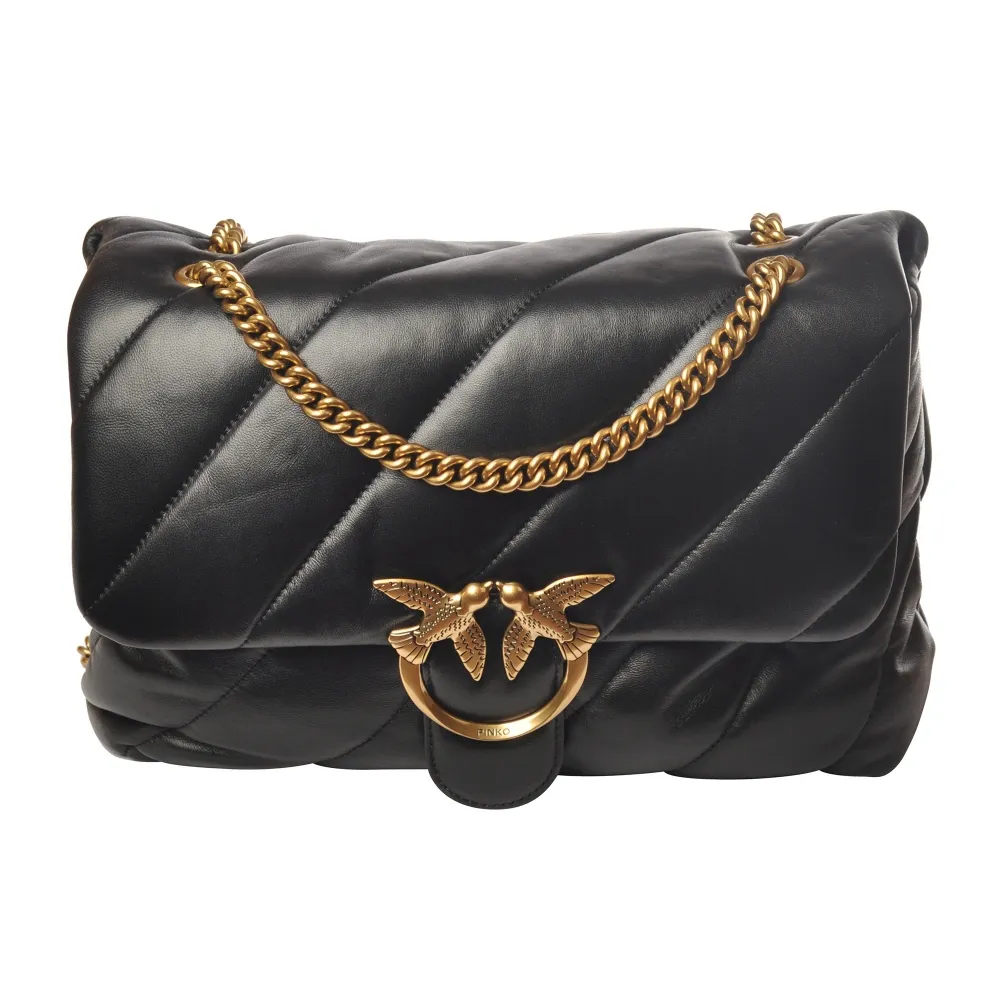 Pinko - Borsa Love Big Puff Maxy Trapuntata con Tracolla e Logo - Nero - Borsa - Made in Italy - Luxury Exclusive Collection