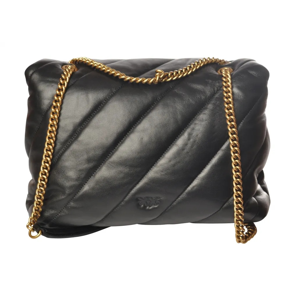 Pinko - Borsa Love Big Puff Maxy Trapuntata con Tracolla e Logo - Nero - Borsa - Made in Italy - Luxury Exclusive Collection