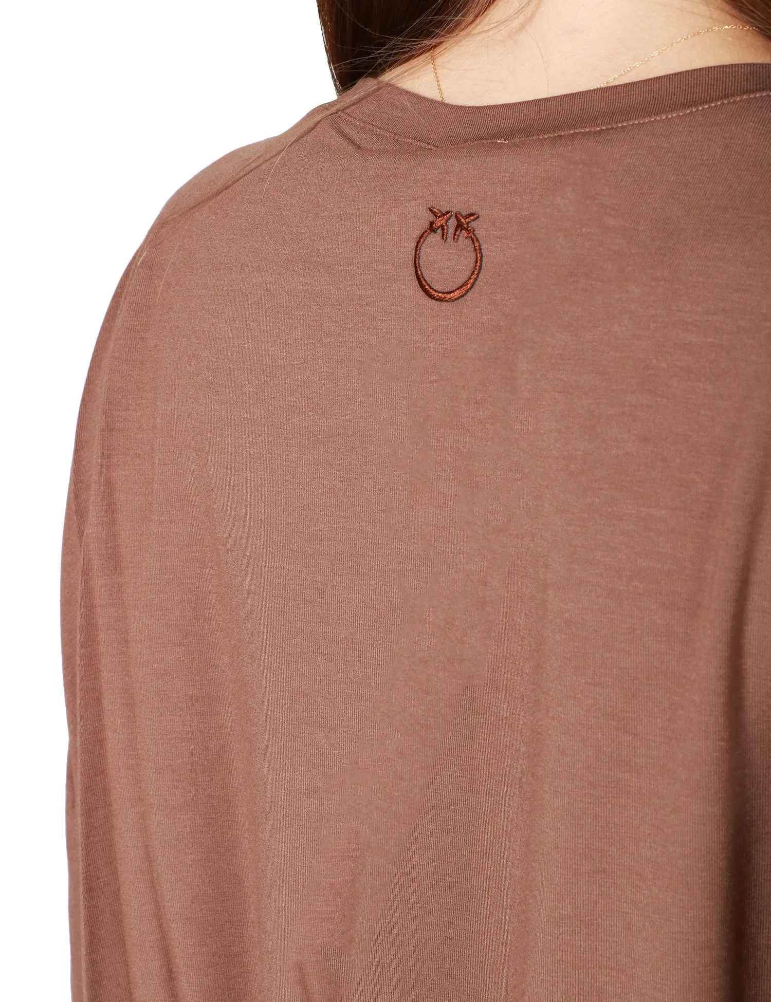 PINKO MAGLIA DONNA PINKO TERRA A MANICA LUNGA ADERENTE CON SCOLLO TONDO E VOLUME MORBIDO CON EFFETTO DRAPPEGGIATO IN JERSEY FLUI