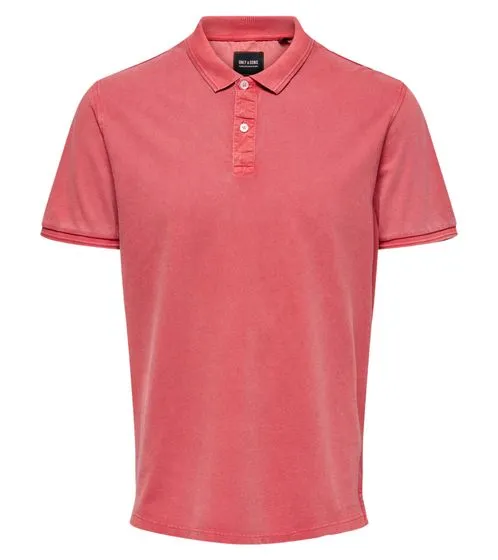 Polo da uomo ONLY & SONS Travis Slim Washed Polo 22021769 Rosso