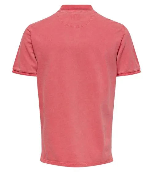 Polo da uomo ONLY & SONS Travis Slim Washed Polo 22021769 Rosso