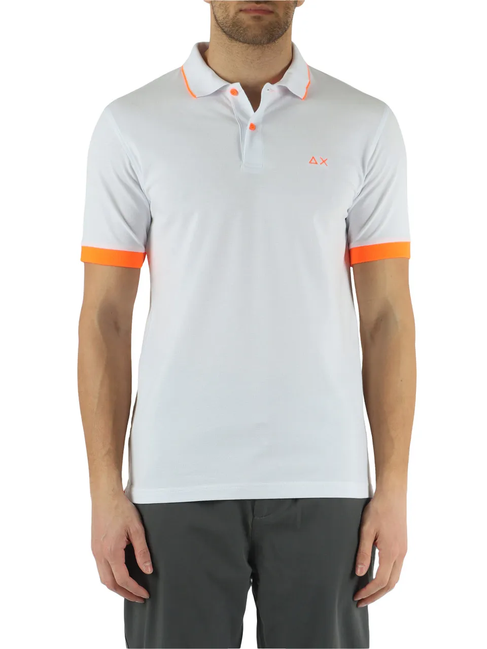 Polo in cotone stretch piquet con inserti fluo