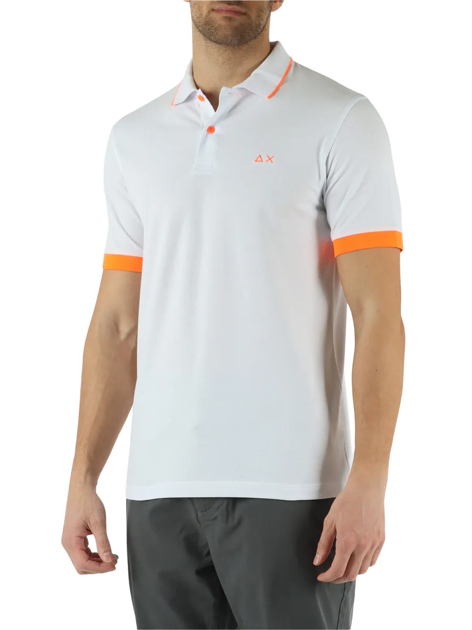 Polo in cotone stretch piquet con inserti fluo