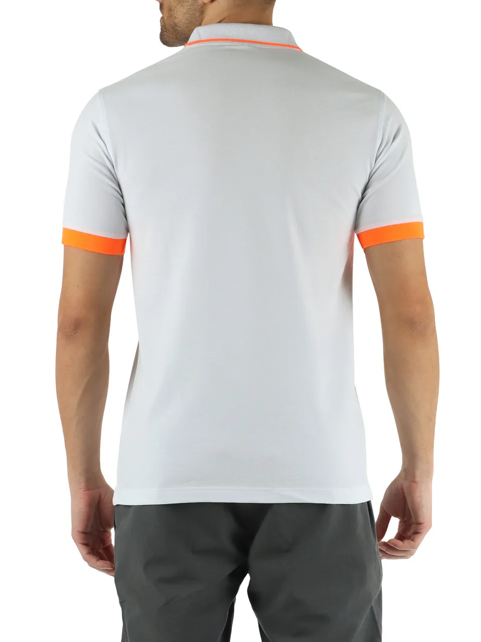 Polo in cotone stretch piquet con inserti fluo