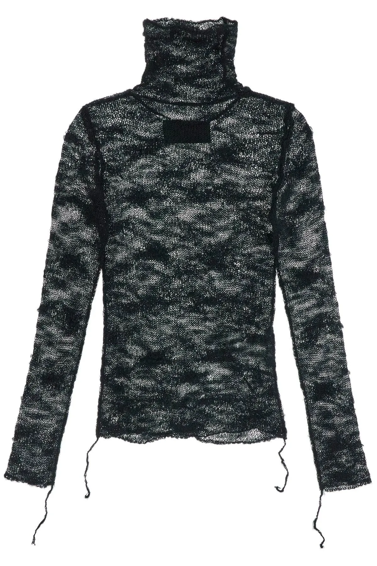 Pullover a collo alto distressed