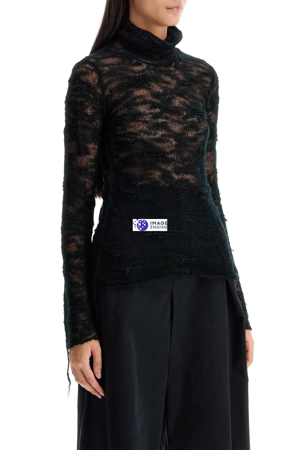 Pullover a collo alto distressed