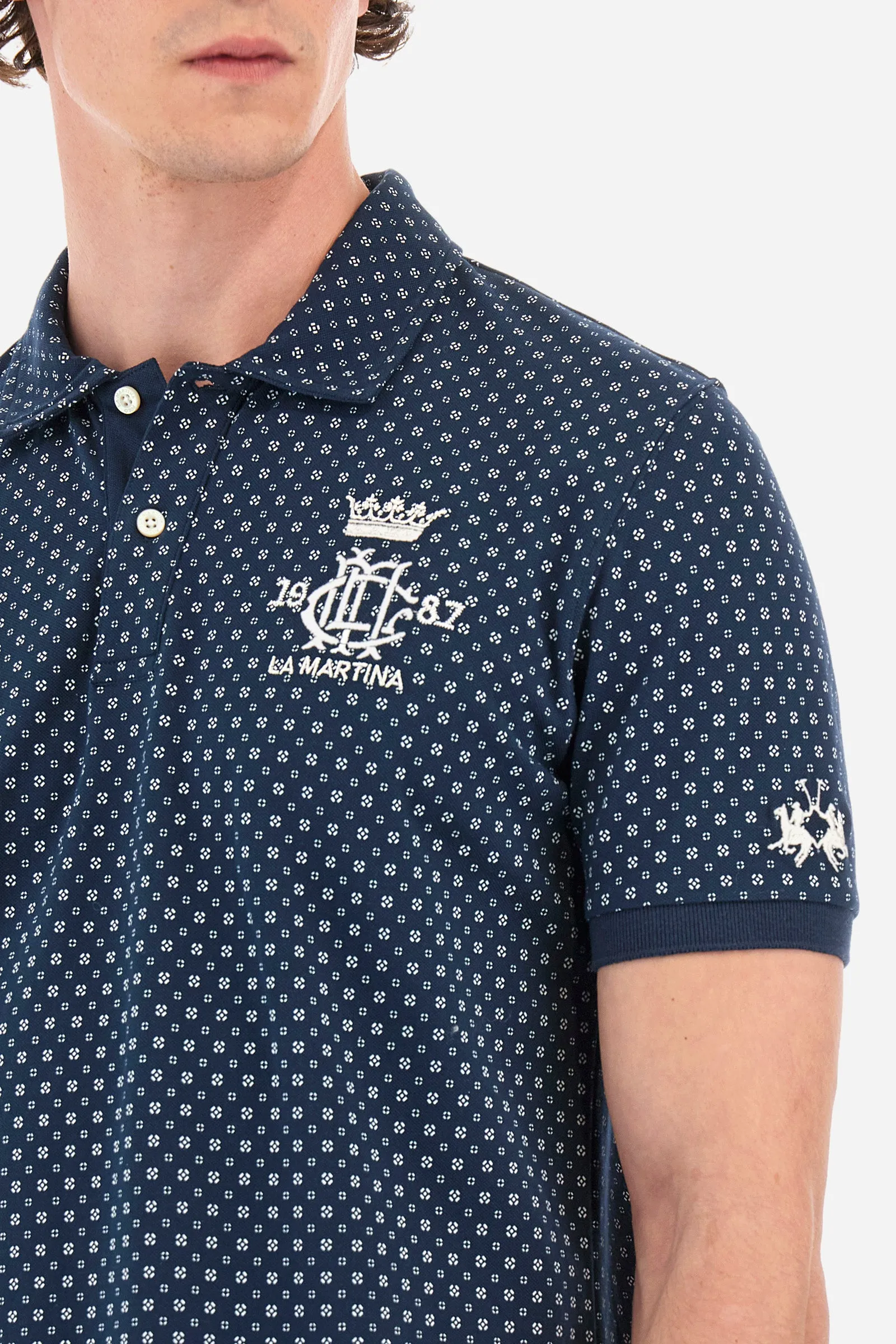 Regular-fit polo in elasticated cotton - Yudell