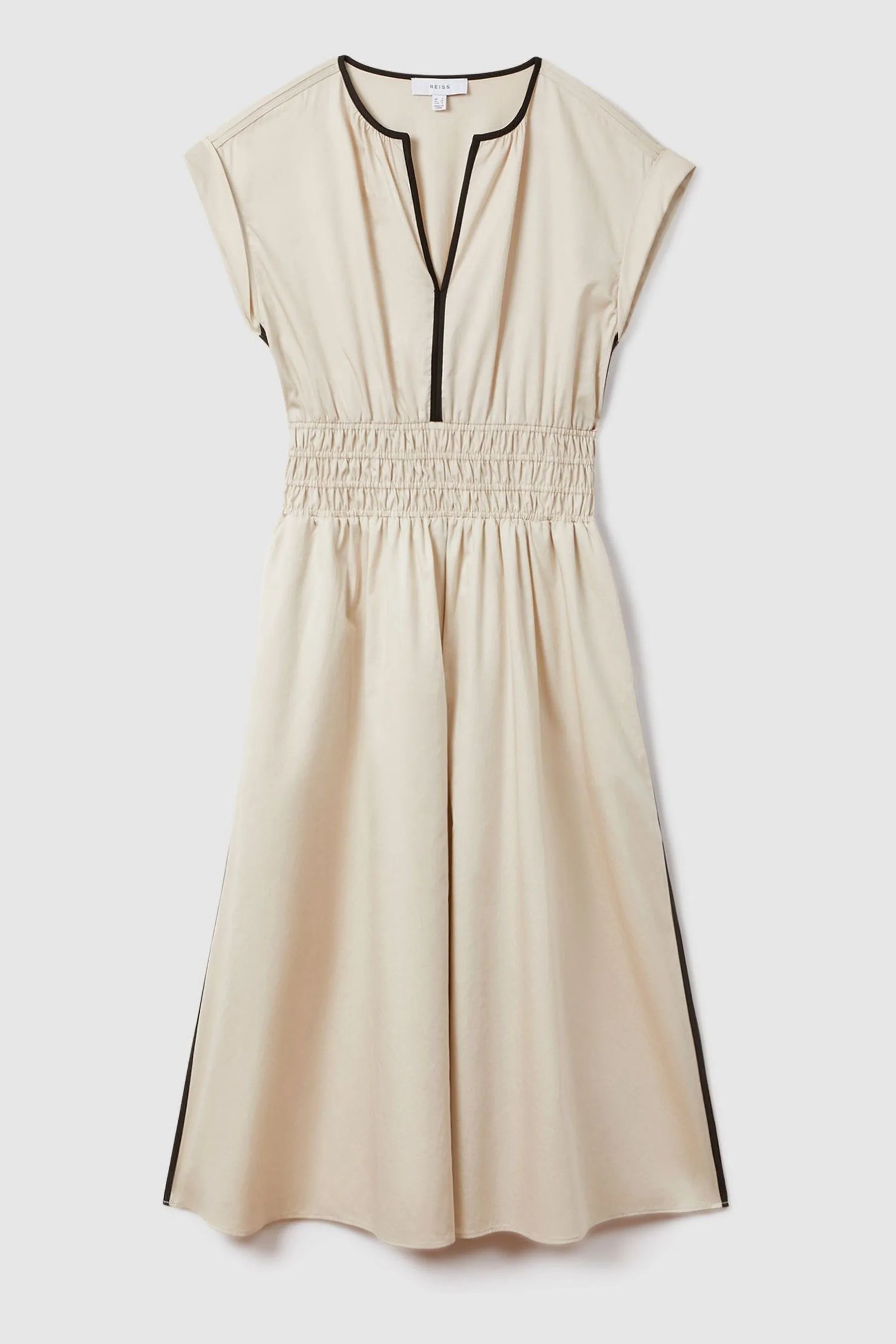 Reiss - Lena - Abito midi in cotone con vita arricciata    