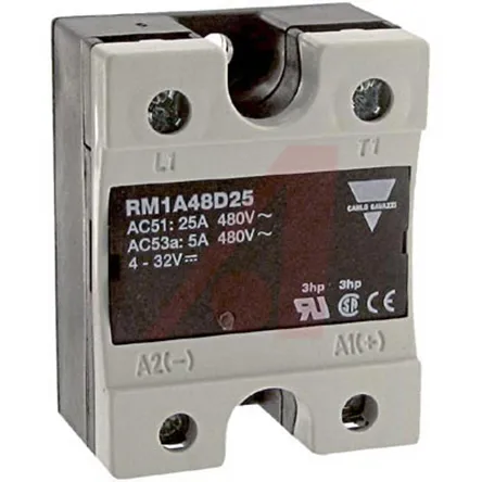 Relè a stato solido RM1A48D25, Montaggio a pannello, 25 A, 530 V c.a., Zero Cross, SPST