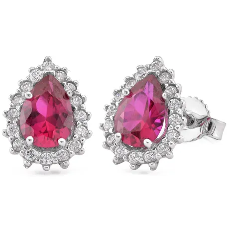 SARNIORO Orecchini con zircone rubino goccia in oro 18 kt