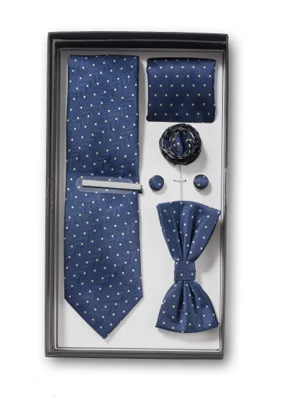 Scatola regalo a pois blu notte