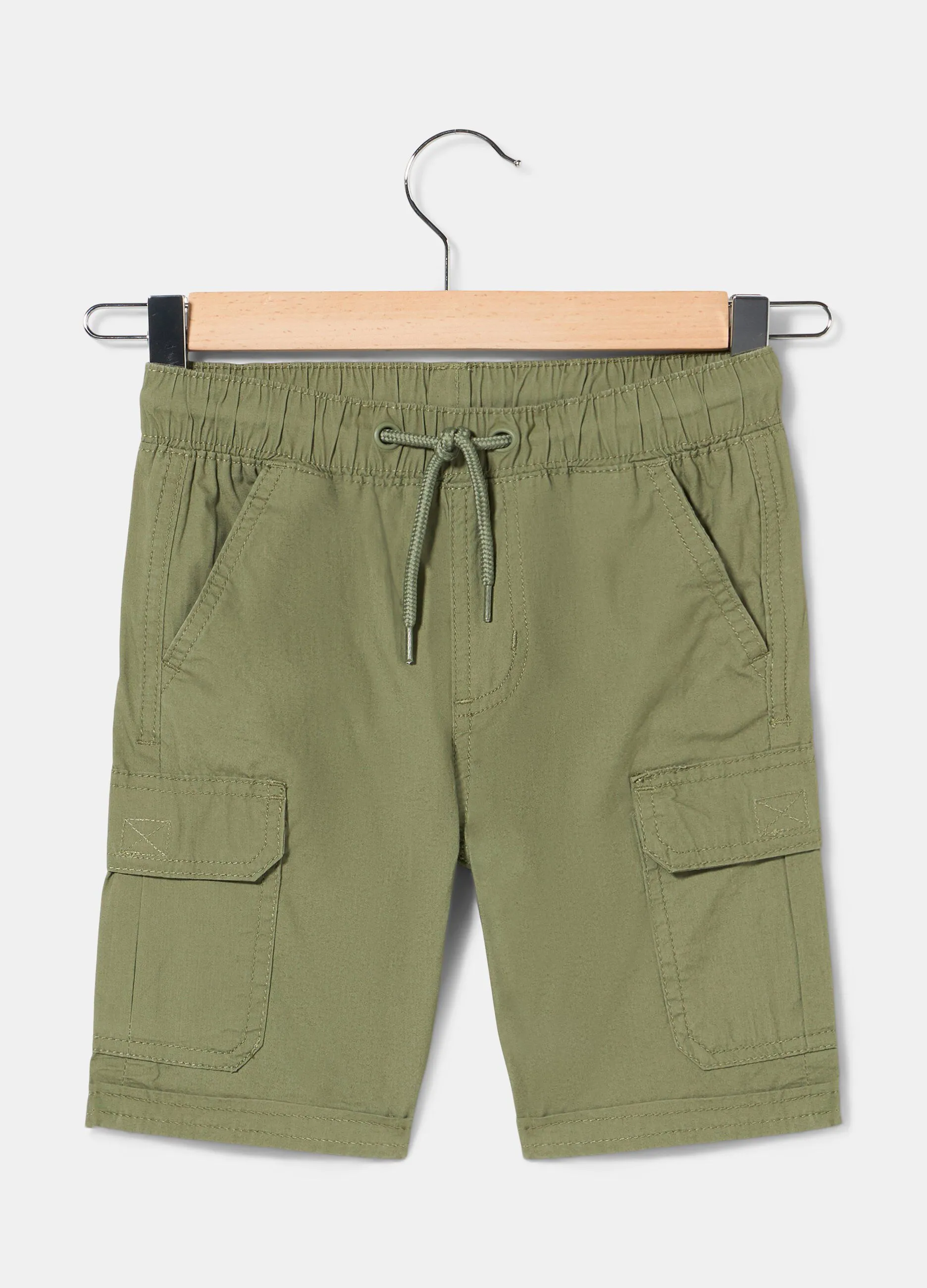 Shorts cargo in popeline di puro cotone bambino