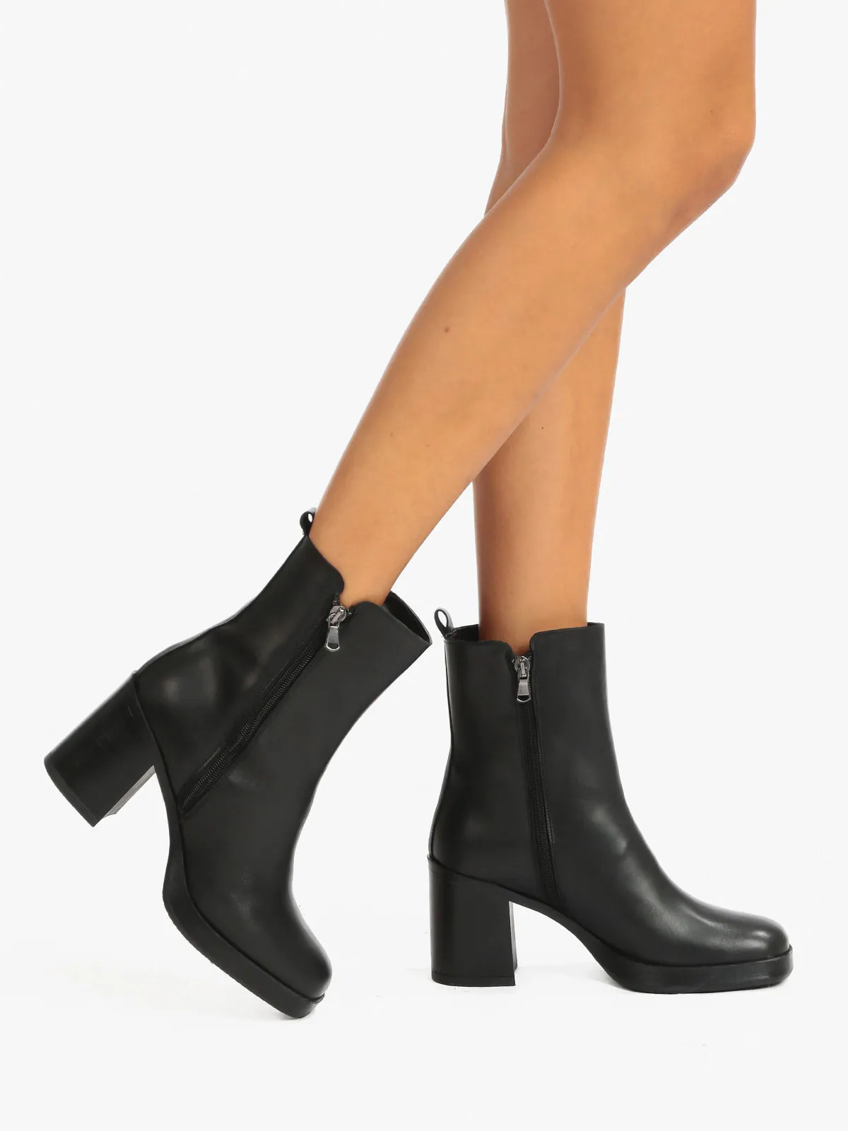 Solada Bottines femme en cuir avec fermeture éclair
