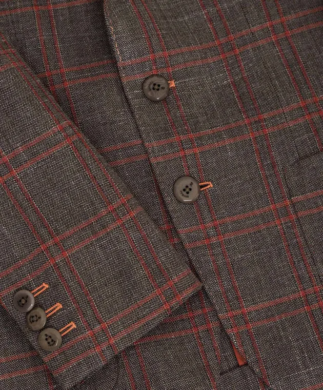 Stefano Ricci Blazer da bambino in lana, seta e lino a quadri grigio scuro Y1RSGD2200WKL03B