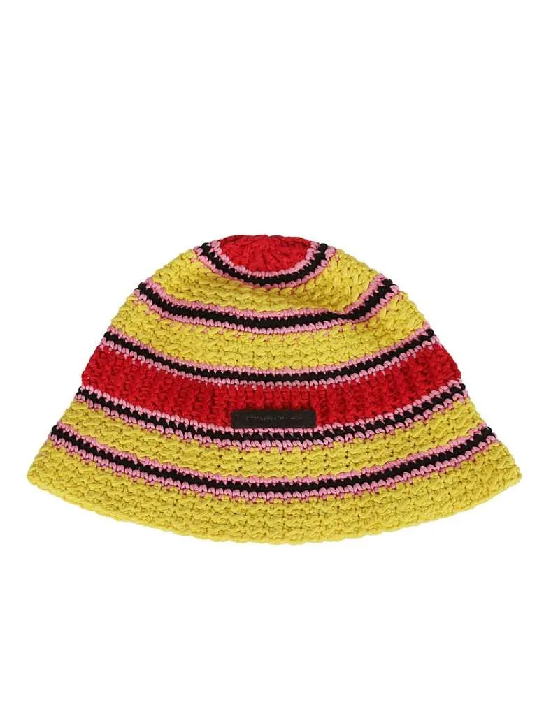 STELLA McCARTNEYHat Striped Cotton Crochet Pink