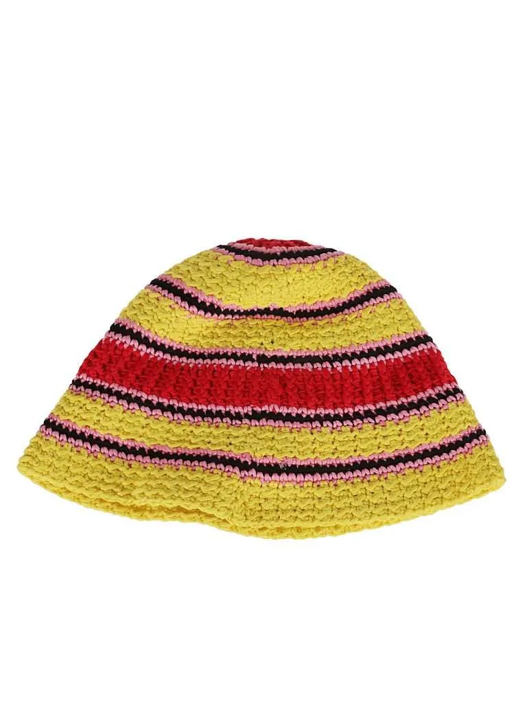 STELLA McCARTNEYHat Striped Cotton Crochet Pink