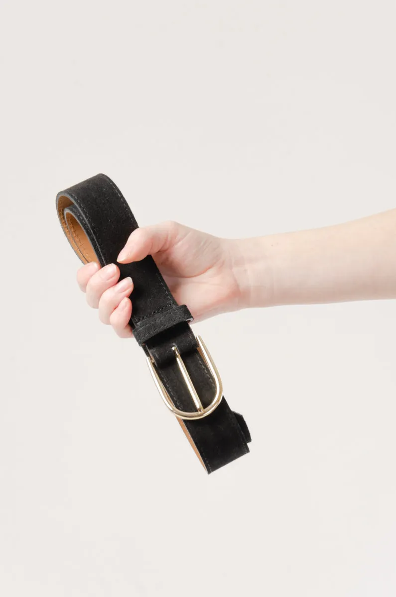 Suede Belt with Nickel Buckle
