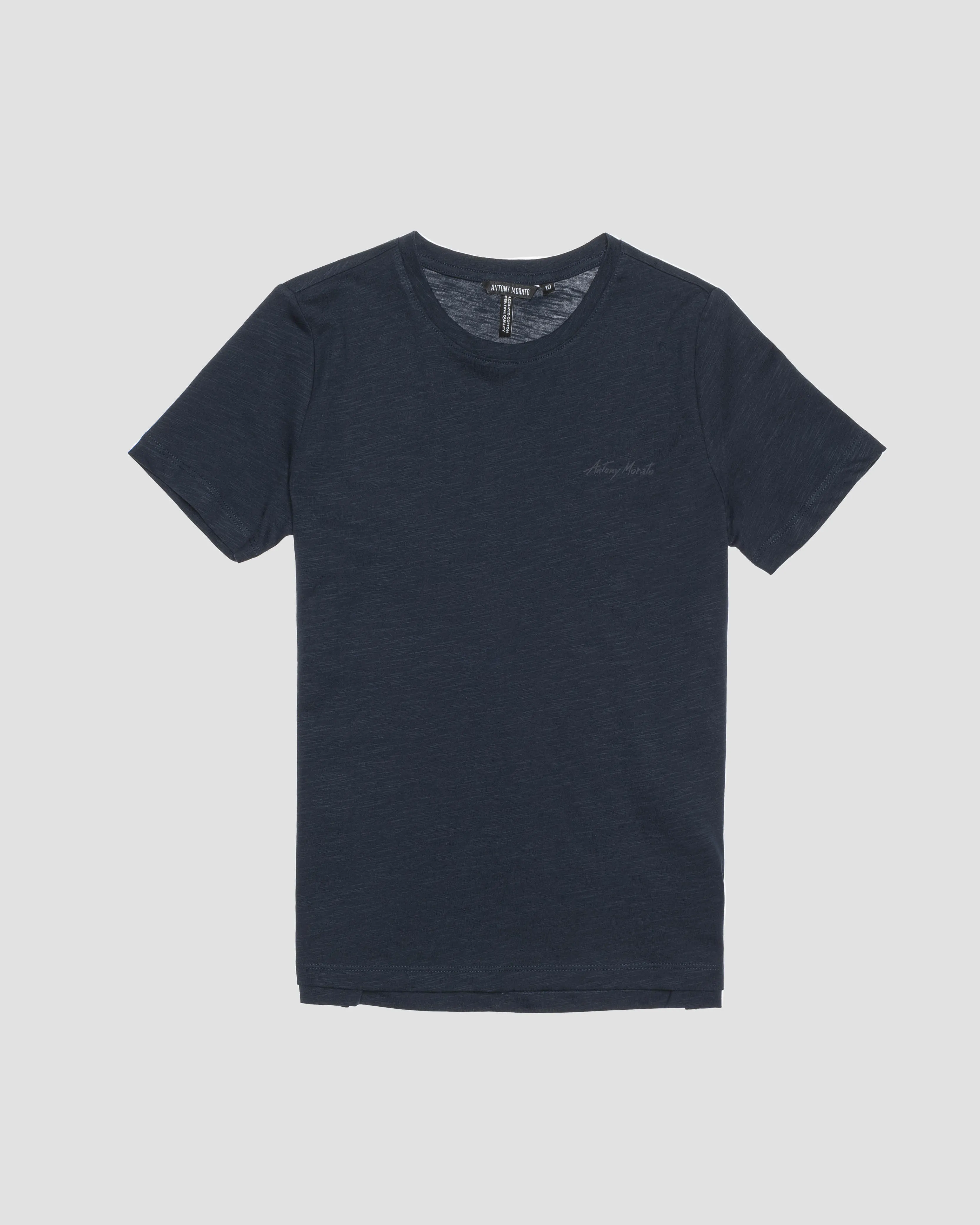 T-shirt blu in cotone fiammato a maniche corte 12-16 anni