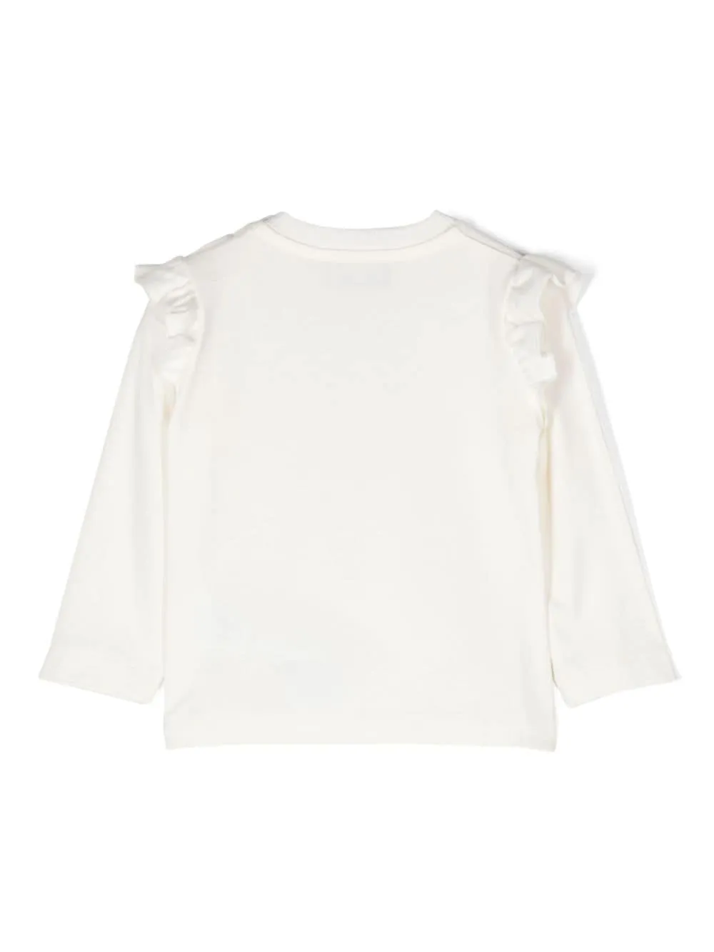 T-shirt per neonata Moschino Kids bianco con stampa Teddy Bear e ruches