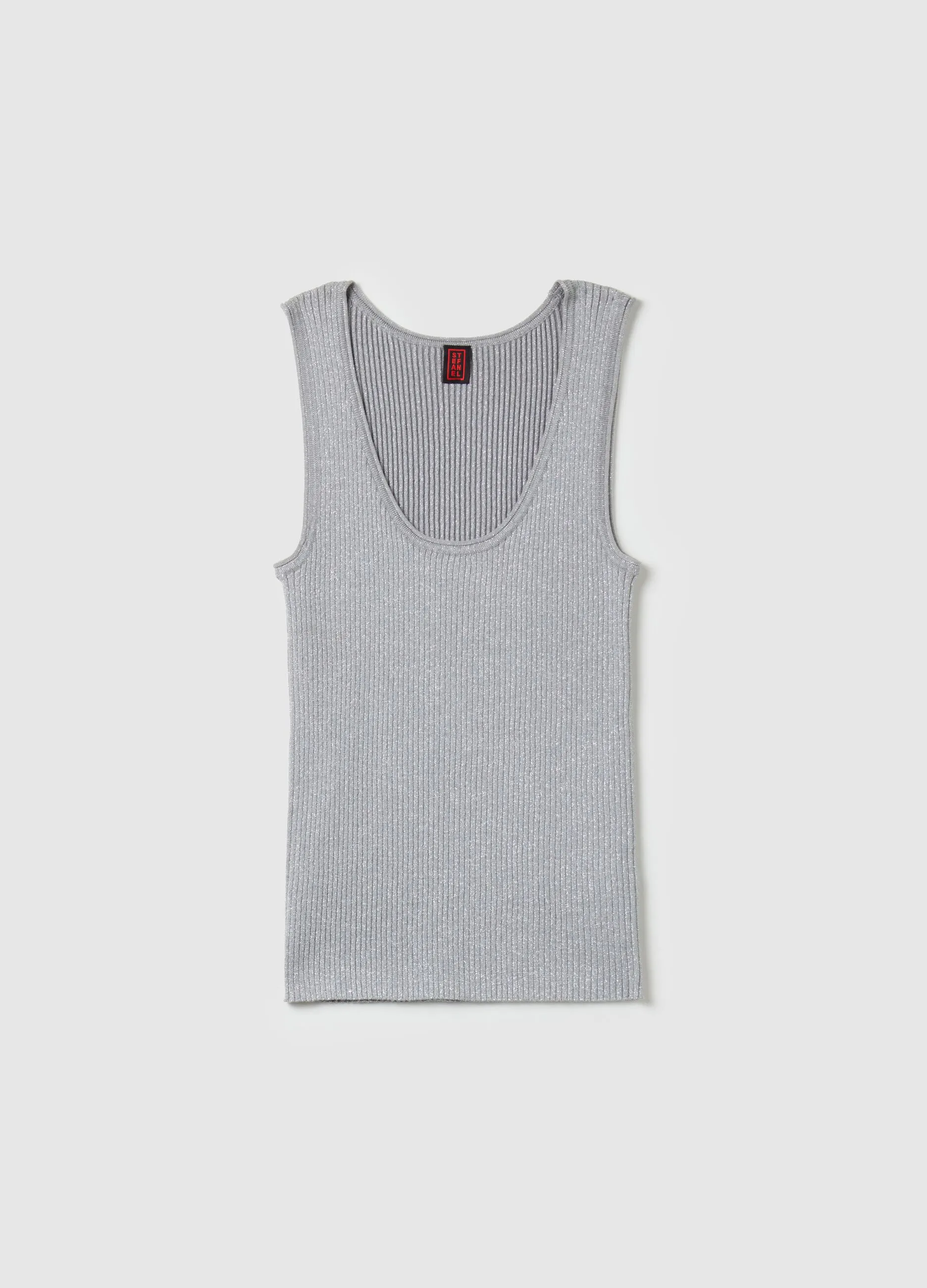 Tank top a costine con lurex