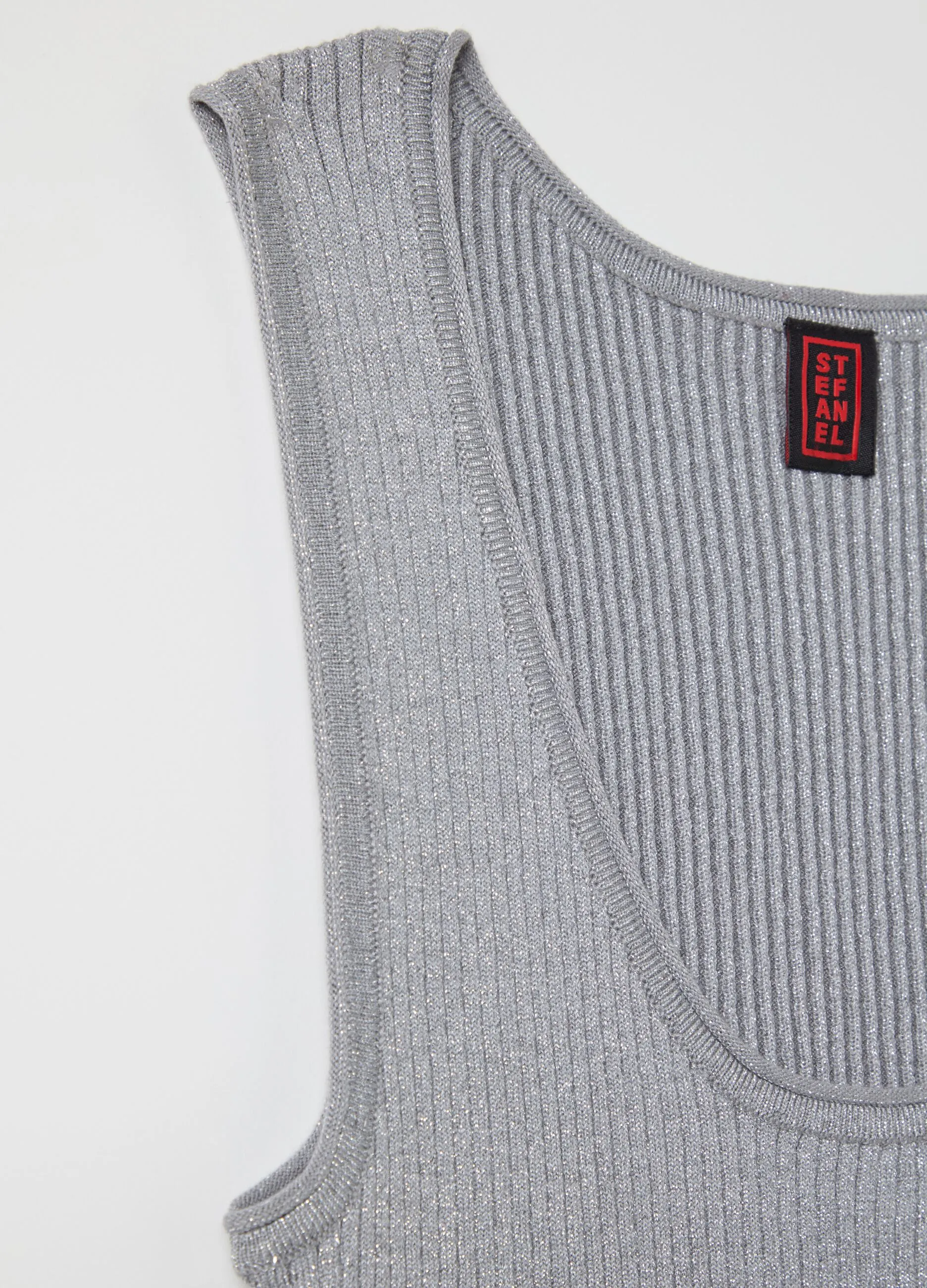 Tank top a costine con lurex