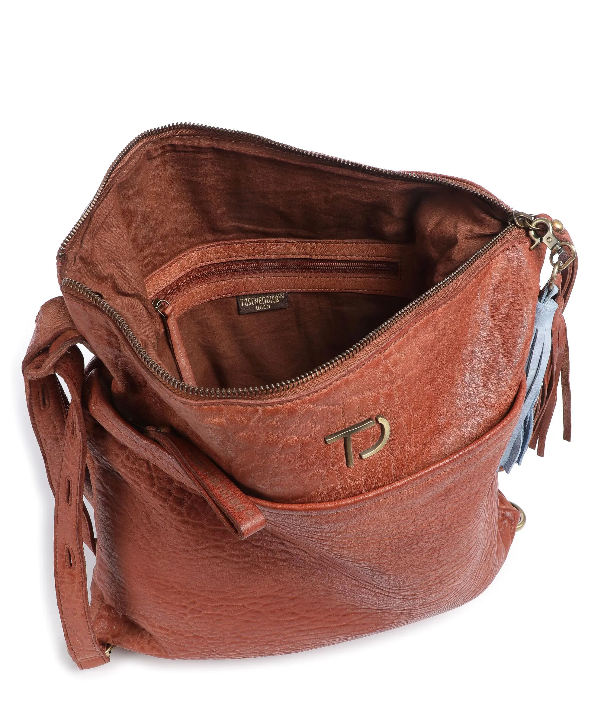  Taschendieb Wien Walfischgasse 2 Borsa a zainetto pelle di pecora marrone rosso  