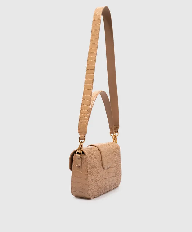 Twinset Borsa baguette Amie beige con goffratura coccodrillo 242TB7120
