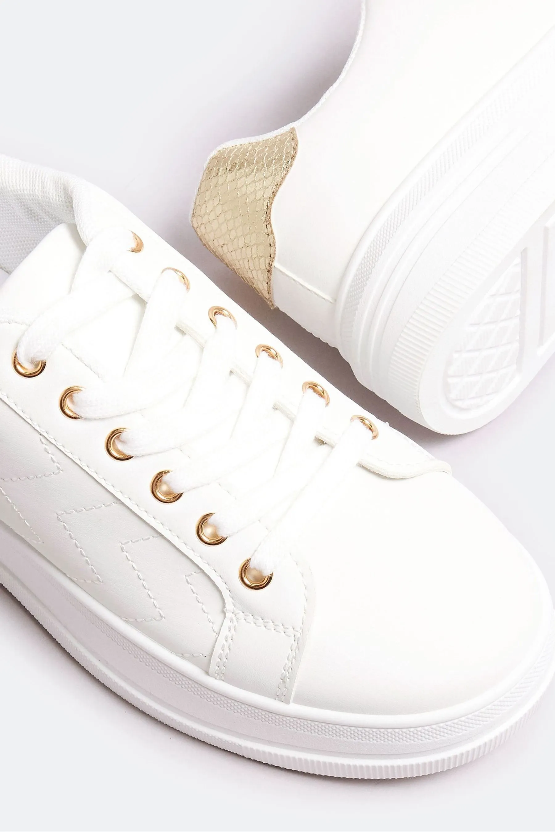 Yours Curve & Oro - Scarpe da ginnastica con suola spessa a spina di pesce vestibilità ultra larga vestibilità EEE